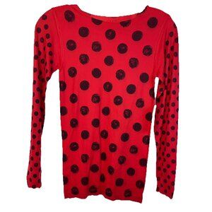 NWT NOS AMB second skin grunge polkadot raw edge top red